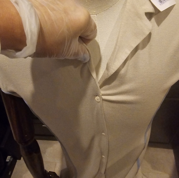 Frette LuxuryNewW/Tags 2025 Beige Nightgown Pyjamas w/Blue Trim Button Down - Picture 7 of 16